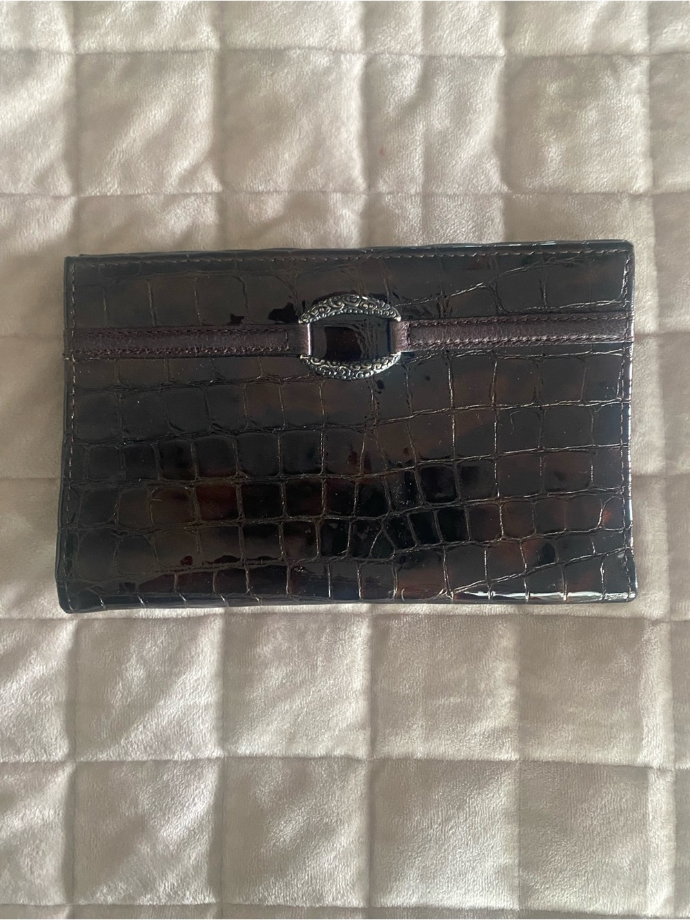 Brighton Black Croc-Embossed Women's Wallet Clutch